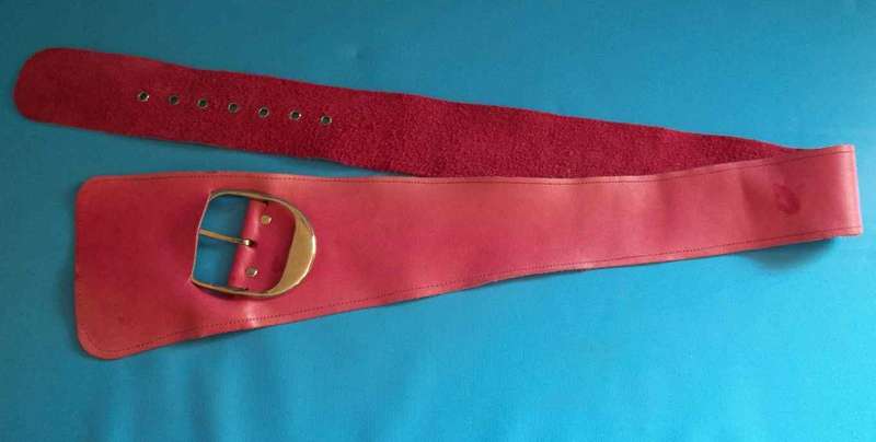 Vintage Pink Leather Belt - Total Length 94cm
