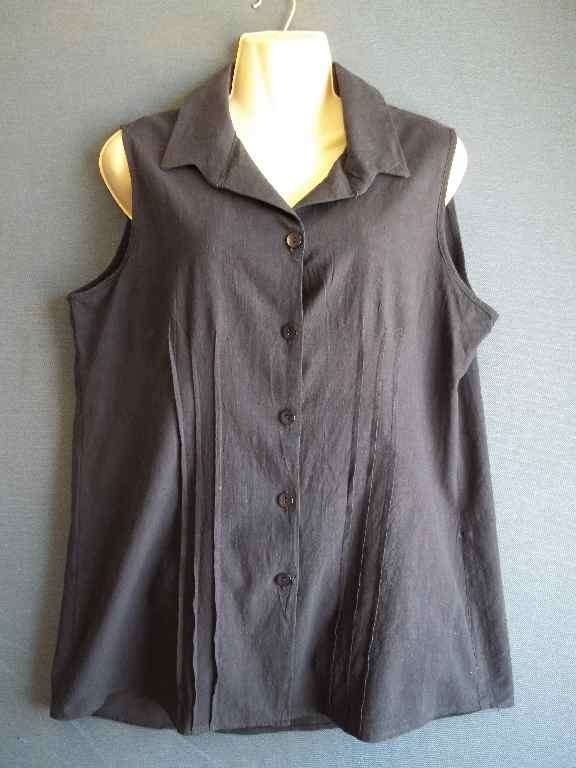 Navy Cotton Sleeveless Shirt - Size L