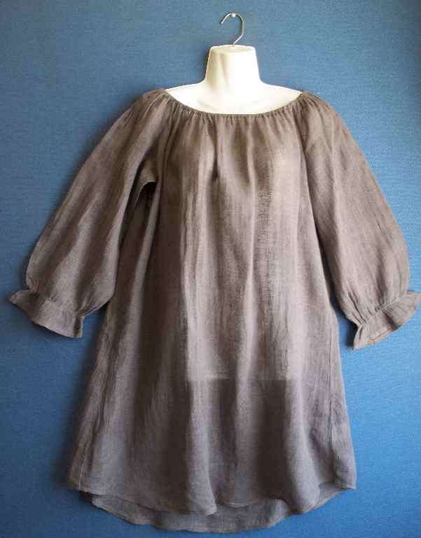 100% Linen Brown/Grey Long Length Tunic Top - Size 36 * Quality Brand
