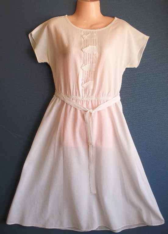 Lightweight Semi Sheer White 1980's Dress - Chest 90cm