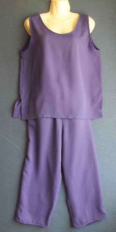Purple Polyester Two Piece (Pants Has Elastic Waist) - Size L
