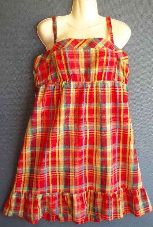 100% Cotton Tartan Longer Length Strappy Top - Size 40