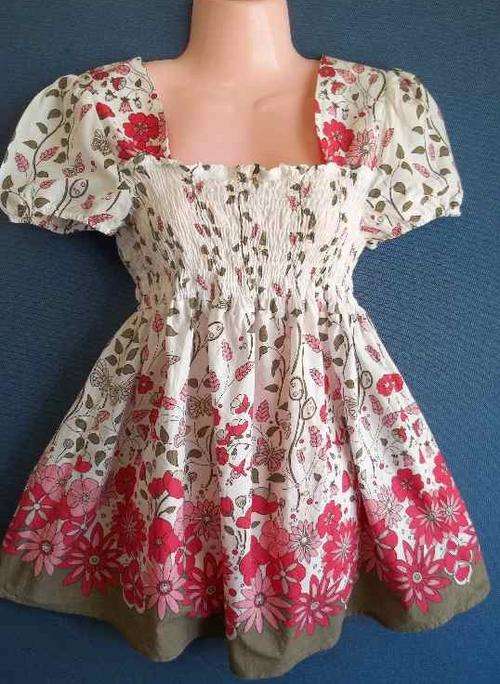 100% Cotton Floral Maternity Top With Elastic Bodice - Size 40 * Quality Brand
