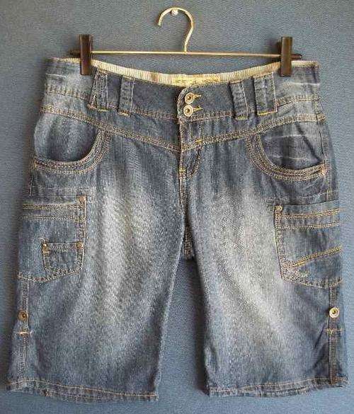Lightweight Cargo Denim Shorts - Waist 84cm, Hips 98cm