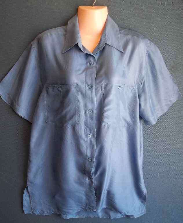 Early 1990's Periwinkle 100% Silk Loose Fit Shirt - Size 34 * Quality Brand