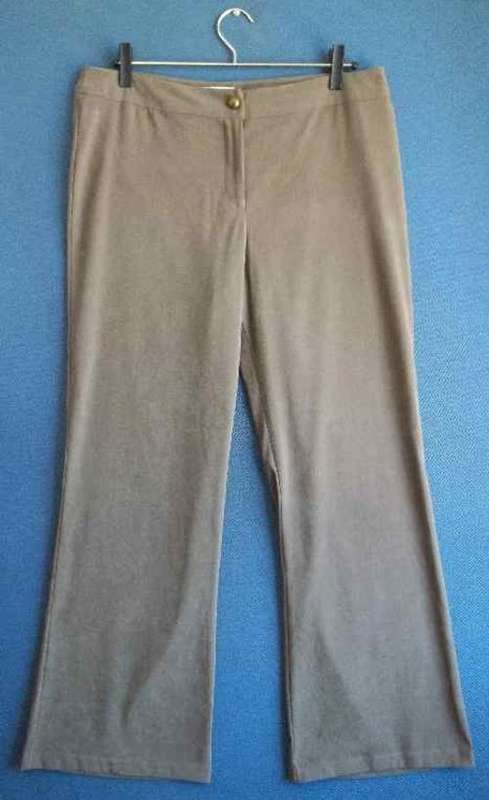 Olive Stretch Polyester Pants - Size 38 (Waist 90cm, Hips 107cm)