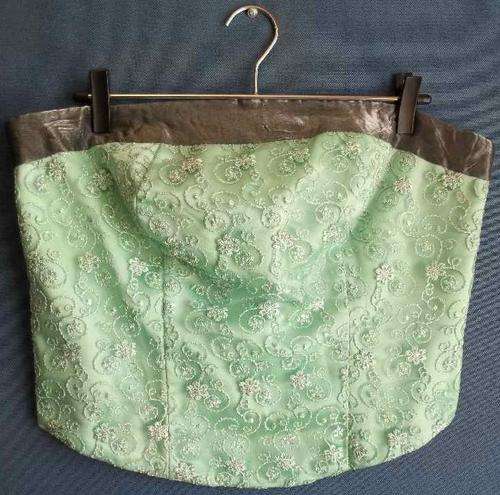 Green & Grey Satin Sleeveless Evening Top With Embroidered Chiffon Overlay - Chest 84cm