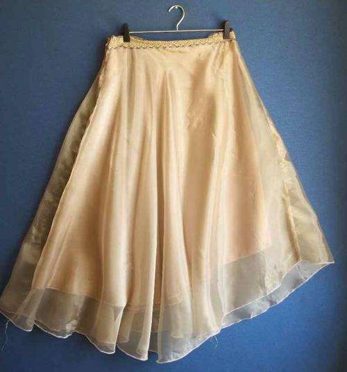 Gold Evening Skirt With Chiffon Overlay - Waist 82cm, Hips 120cm