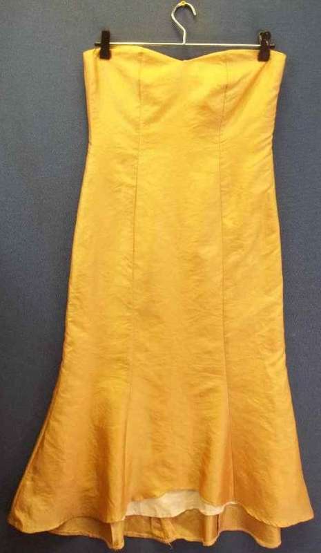 Lined Yellow Satin Sleeveless Evening Dress - Chest 80cm, Waist 75cm, Hips 90cm