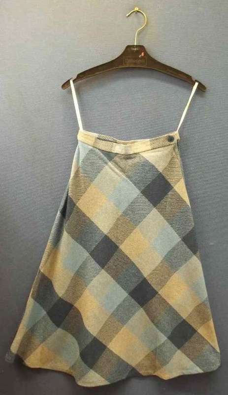 Vintage Blue/Grey Wool/Polyester Skirt - Size 34