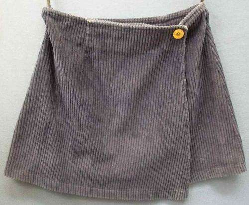 c1990's Vintage Dark Blue Corduroy Crossover Mini Skirt - Size 36 (Waist 74cm)