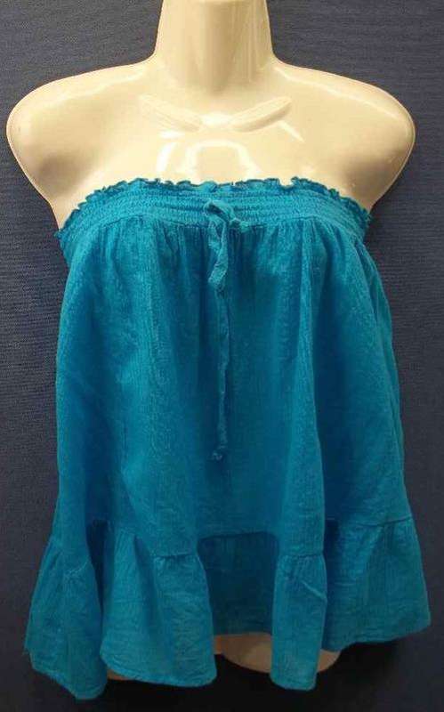 100% Cotton Turquoise Loose Fit Sleeveless Top - Size 40