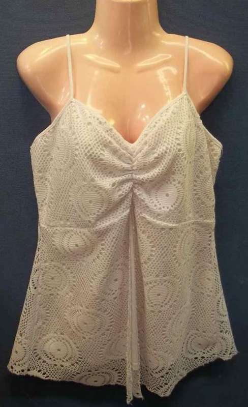 White Strappy Lined Polyester Top - Size 42 * Quality Brand