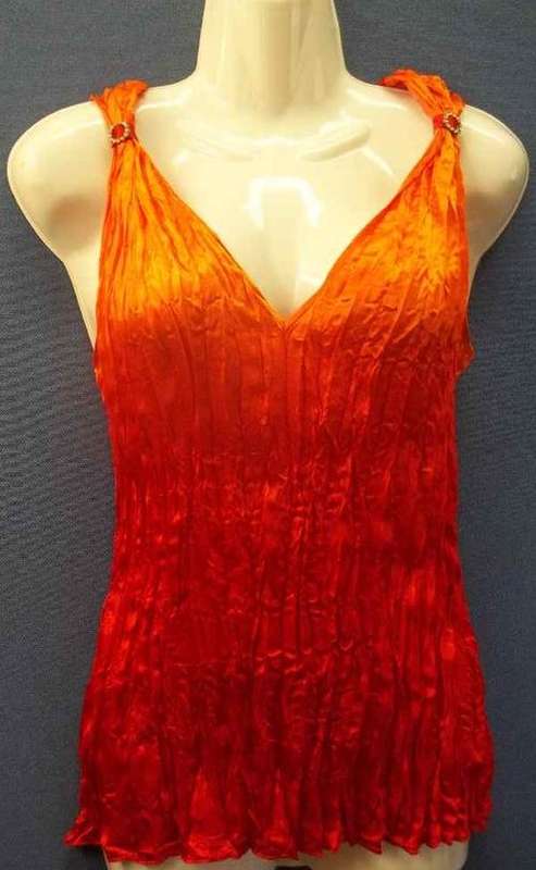 Crinkle Orange Polyester Top - Size 34 * Quality Brand