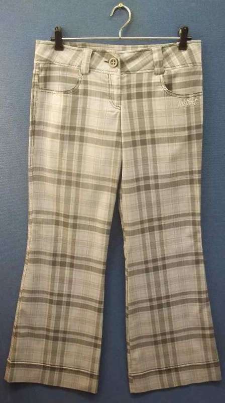 Grey Check Instinct Pants - Size 34 (Waist 82cm, Hips 96cm) * Quality Brand