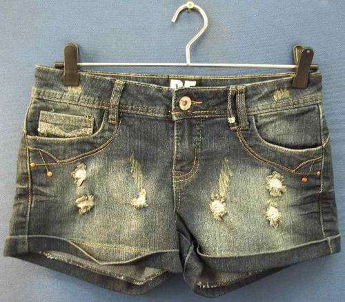 Short Short Stretch Denim Shorts With Serquin Detail - Size 33 (Waist 76cm, Hips 91cm) * Quality