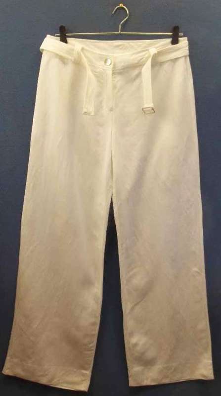 White Linen/Rayon Pants - Size 38 (Waist 82cm, Hip 105cm) * Quality Brand
