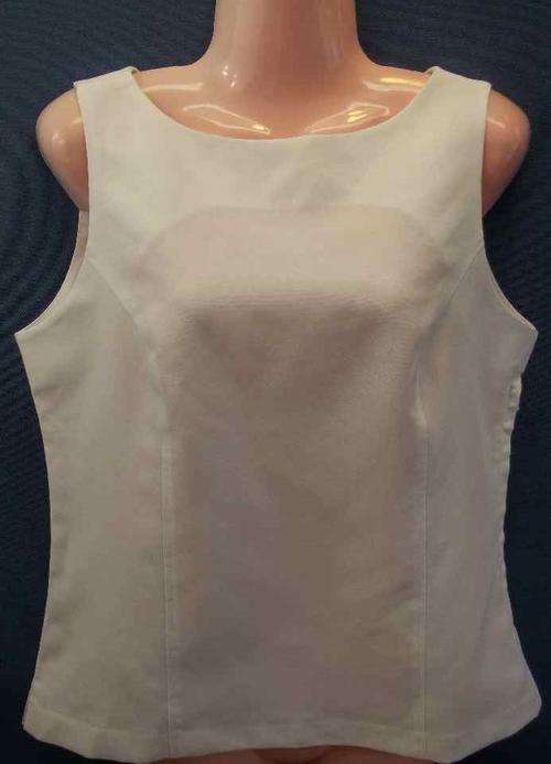 White Polyester Work Wear Top With Side Zip - Size 36