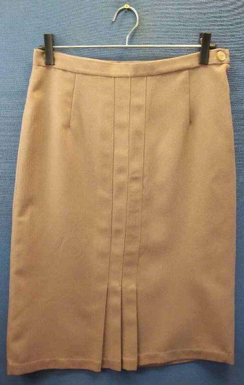 Vintage Taupe Wool Blend Knee Length Skirt - Size 38 (Waist 78cm, Hip 98cm)