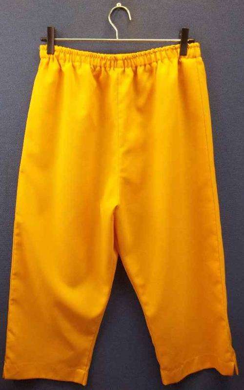 Loose Fit Yellow Polyester Three Quarter Pants - Size 40 (Waist 76cm-96cm, Hip 122cm)
