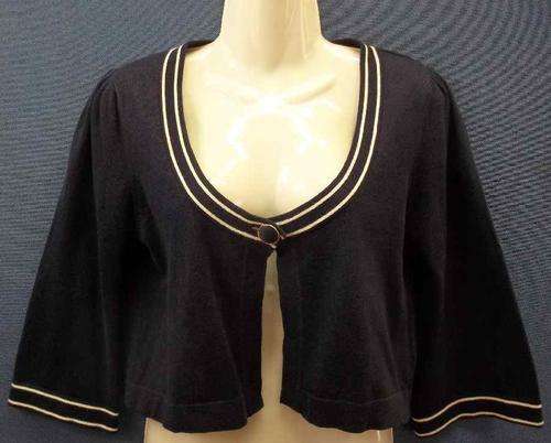 100% Brushed Cotton Navy Three Quarter Sleeve (With Ruching) Cardigan- Size 34 (Chest 88cm) *Quality