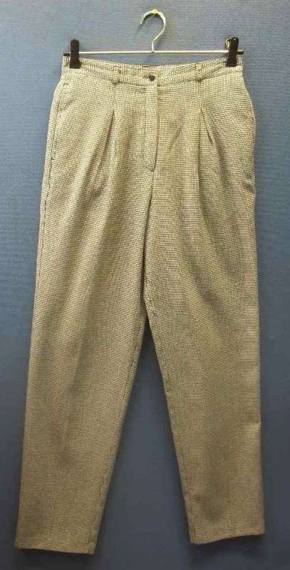 Vintage High Waisted, Pleated Houndstooth Pants - Size 35 (Waist 68cm, Hip 98cm) * Quality Brand
