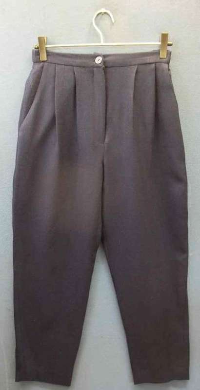 Vintage c 1970's Navy Warm High Waisted Polyester Pants - Waist 68cm, Hip 104cm * As New