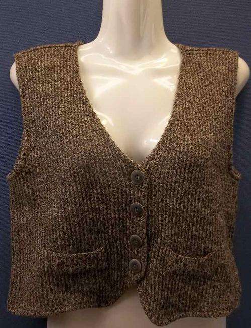 Vintage c1990's Brown Wool Waistcoat - Size M