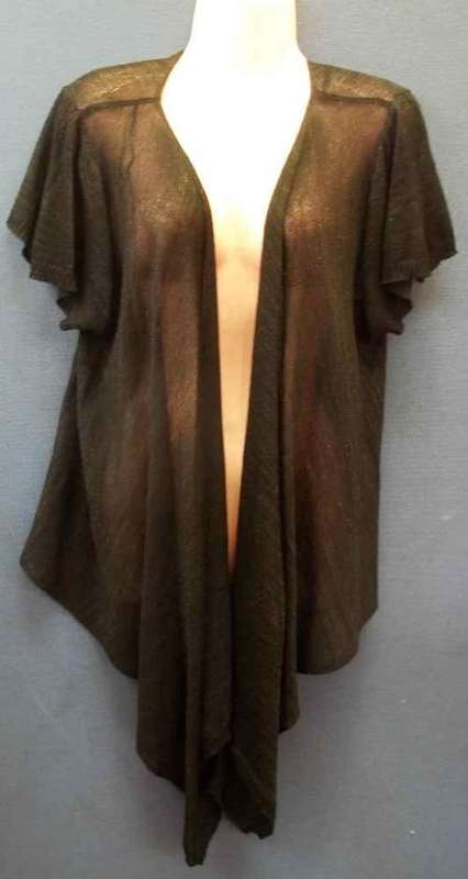 Black With Fine Glitter Detail Lightweight Viscose/Lurex Knit Jacket - Size 2XL * Quality Brand
