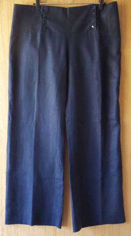 Pure Linen Navy POLO Pants - Size 42 (Waist 100cm, Hip 120cm)* Quality Brand