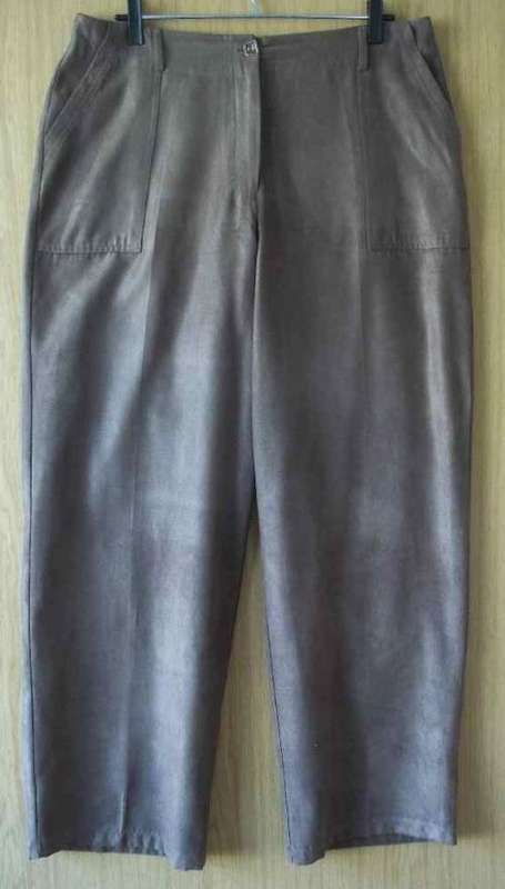 Brown Suede Feel Polyester Pants - Size 40 (Waist 90cm, Hip 120cm) * Quality Brand