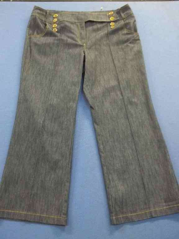 Flat Front Button Detail Dark Jeans - Size 46 * Quality Brand!