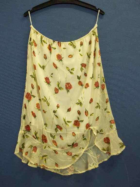 Cream Patterned Chiffon Skirt - Size 38