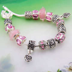 High quality 925 silver plated European Charms Beads Bracelet