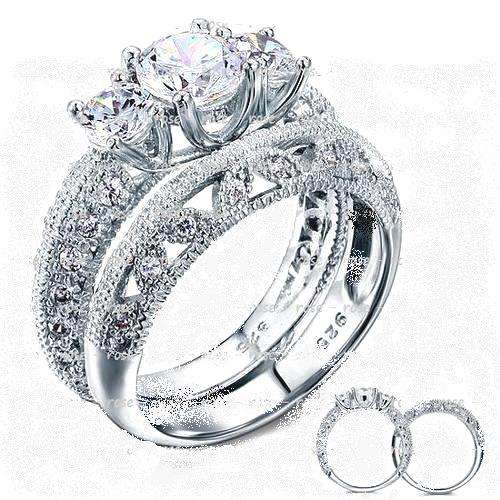 !!!!!Stunner!! 1.5 Carat Cr. Round Cut Diamond Ring with Engagement Ring-Size7/O/17.3mm