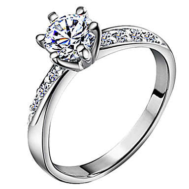 Exquisite Hot Fashion Silver Wedding Rings with Shiny Rhinestone - Size7