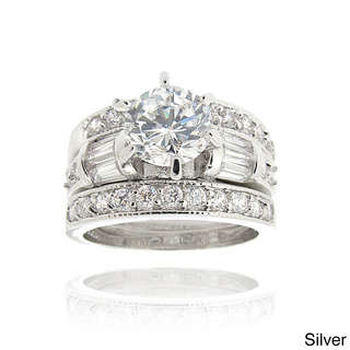 **STUNNING! SOLID STERLING SILVER DESIGNER TRIPLE WEDDING RING SET Size 6