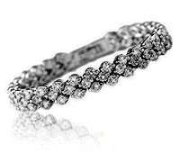 ELEGANT EXQUISITE 925 SILVER RING, CRYSTAL TENNIS BRACELET