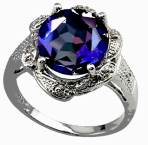 Absolutely Stunning Magnificent 4.09cts Genuine Violet Mystic Topaz and Diamond Ring