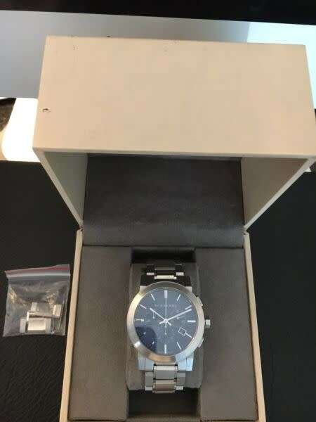 Burberry Chronograph Blue Dial Stainless Steel Mens Watch model BU9363