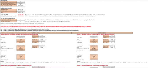 Retirement Planner template in Excel
