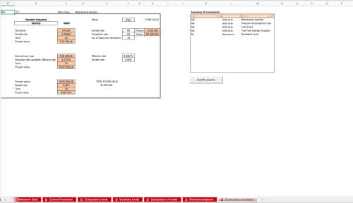 Retirement Planner template in Excel