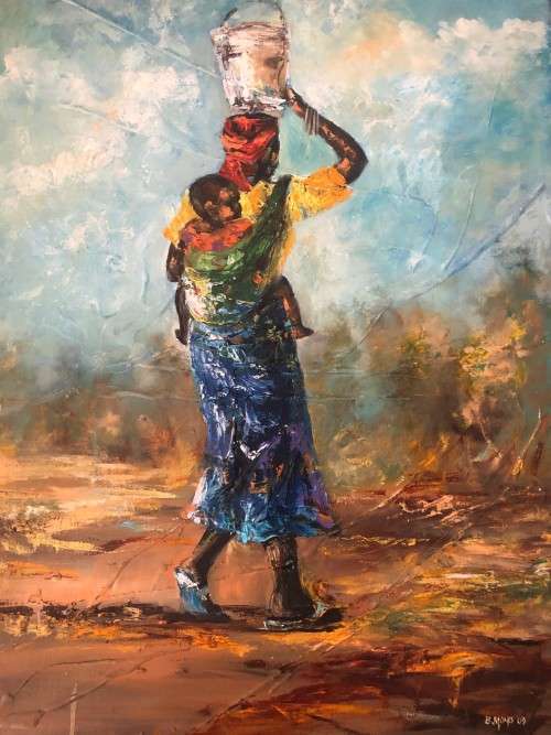BERTHOLD MOYO NICELY DONE ON STRECTED CANVAS. A MUST HAVE!!!