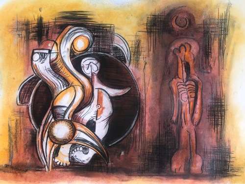 RARE!!! PASTELS ON PAPER BY SYDNEY KUMALO. A MUST HAVE!!!