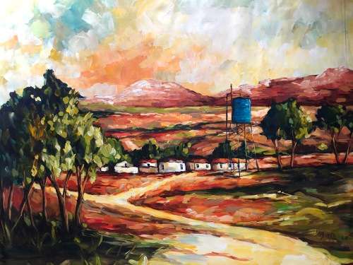 A LARGE KENNETH KADZINGA NICELY DONE ON CANVAS. A MUST HAVE!!