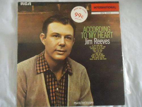 JIM REEVES  - "ACCORDING TO MY HEART" 1860 RCA CAMDEN INTERNATIONAL LP IN EXCELLENT CONDITION