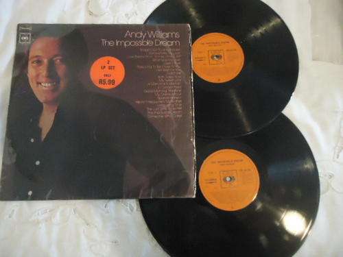 ANDY WILLIAMS "THE IMPOSSIBLE DREAM" 1972 CBS DOUBLE STEREO GATEFOLD LP SET IN V/GOOD CONDITION