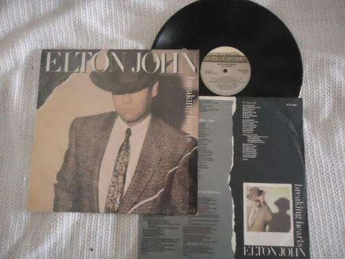ELTON JOHN "BREAKING HEARTS" 1984 ROCKET STEREO LP+INNER SLEEVE & SHRINKWRAP-EXC