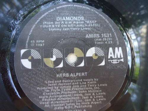 HERP ALBERT "DIAMONDS B/W AFRICAN FLAME" 1987 A & M SEVEN SINGLE