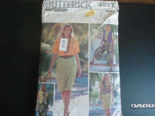BUTTERICK  PATTERNS 4927  SIZES - 12 +14 + 16 - MISSING THE SEWING INSTRUCTIONS